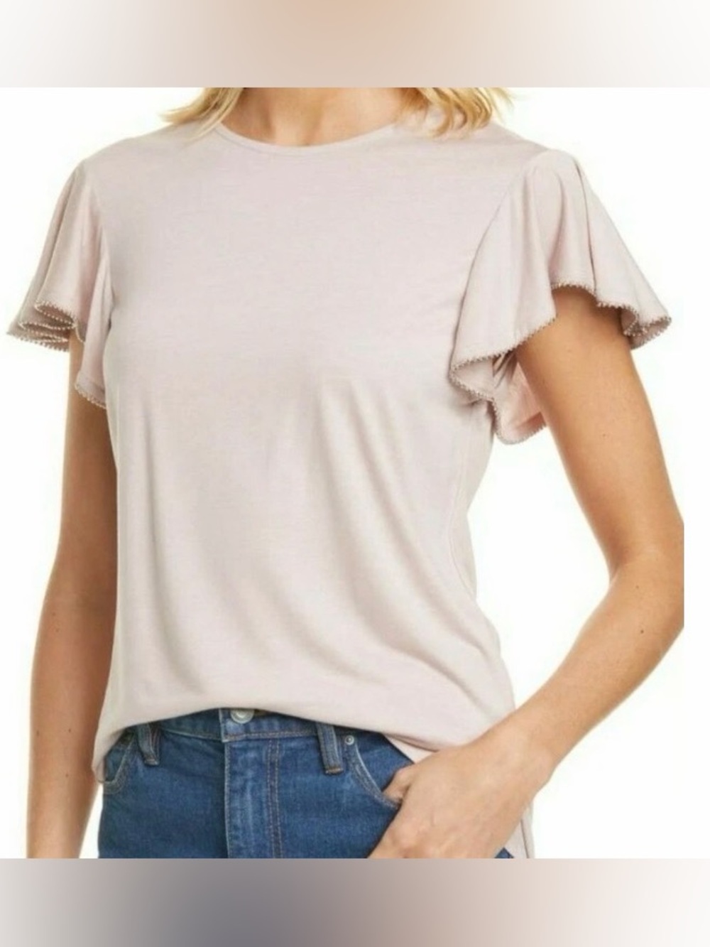 Ted Baker AYLEEZ Beaded Sleeve Detail Top Dusty Pink-Sz 3 (US 8)